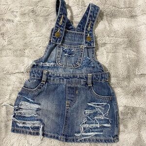Distressed Overall Dress. Second Hand